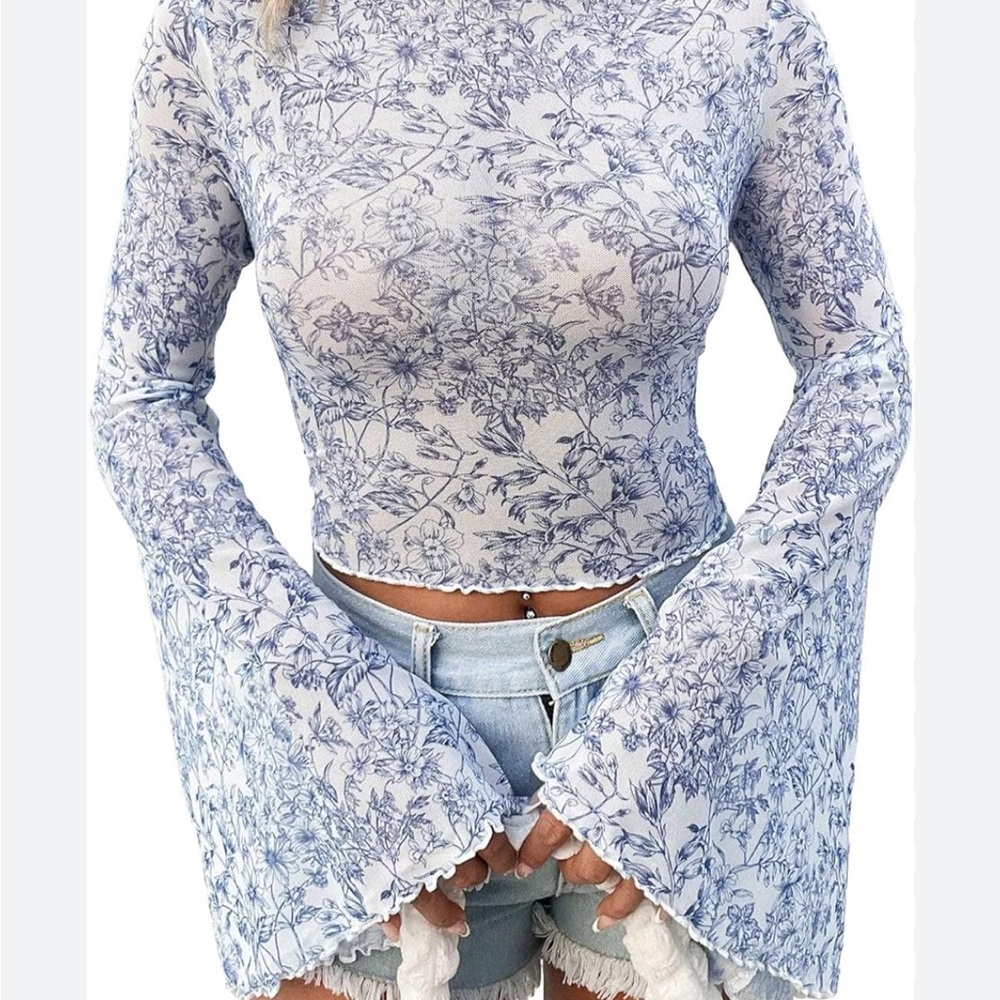 Floral Blue Women's Top